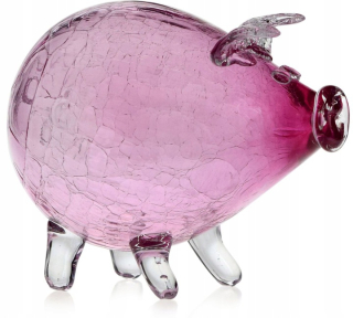 RUŽOVÉ veľké sklenené PIG prasiatko